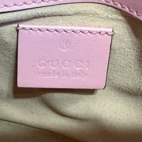 Gucci GG Marmont Super Mini Leather Crossbody In Pink/ Silver - Picture 11 of 16